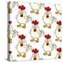 Cute Little Fat Cartoon Chicken Seamless Pattern-seamartini-Stretched Canvas