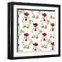 Cute Little Fat Cartoon Chicken Seamless Pattern-seamartini-Framed Art Print