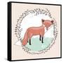 Cute Little Fox Illustration for Children.-cherry blossom girl-Framed Stretched Canvas