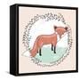 Cute Little Fox Illustration for Children.-cherry blossom girl-Framed Stretched Canvas