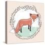 Cute Little Fox Illustration for Children.-cherry blossom girl-Stretched Canvas