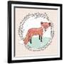 Cute Little Fox Illustration for Children.-cherry blossom girl-Framed Art Print