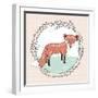 Cute Little Fox Illustration for Children.-cherry blossom girl-Framed Art Print