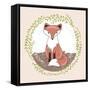 Cute Little Fox Illustration for Children.-cherry blossom girl-Framed Stretched Canvas