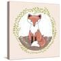 Cute Little Fox Illustration for Children.-cherry blossom girl-Stretched Canvas