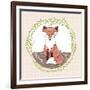 Cute Little Fox Illustration for Children.-cherry blossom girl-Framed Art Print