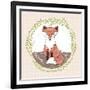 Cute Little Fox Illustration for Children.-cherry blossom girl-Framed Art Print