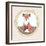 Cute Little Fox Illustration for Children.-cherry blossom girl-Framed Art Print