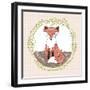 Cute Little Fox Illustration for Children.-cherry blossom girl-Framed Art Print