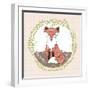 Cute Little Fox Illustration for Children.-cherry blossom girl-Framed Art Print