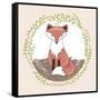 Cute Little Fox Illustration for Children.-cherry blossom girl-Framed Stretched Canvas