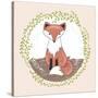 Cute Little Fox Illustration for Children.-cherry blossom girl-Stretched Canvas