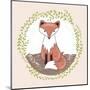 Cute Little Fox Illustration for Children.-cherry blossom girl-Mounted Art Print