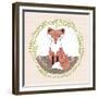 Cute Little Fox Illustration for Children.-cherry blossom girl-Framed Premium Giclee Print