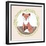 Cute Little Fox Illustration for Children.-cherry blossom girl-Framed Premium Giclee Print