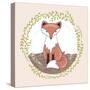 Cute Little Fox Illustration for Children.-cherry blossom girl-Stretched Canvas