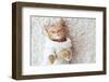 Cute Little Ginger Kitten Wearing Warm Knitted Sweater is Sleeping on the White Carpet-Alena Ozerova-Framed Photographic Print