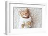 Cute Little Ginger Kitten Wearing Warm Knitted Sweater is Sleeping on the White Carpet-Alena Ozerova-Framed Photographic Print