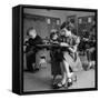 Cute Little Girl Busily at Work, Sitting in a Desk Chair in a Schoolroom, Other Pupils at Work Too-Gordon Parks-Framed Stretched Canvas