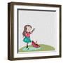 Cute Little Girl Enjoying Rains on Nature Background for Monsoon Season.-Allies Interactive-Framed Art Print