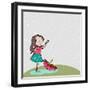 Cute Little Girl Enjoying Rains on Nature Background for Monsoon Season.-Allies Interactive-Framed Art Print