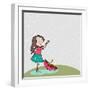 Cute Little Girl Enjoying Rains on Nature Background for Monsoon Season.-Allies Interactive-Framed Art Print