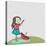 Cute Little Girl Enjoying Rains on Nature Background for Monsoon Season.-Allies Interactive-Stretched Canvas