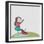 Cute Little Girl Enjoying Rains on Nature Background for Monsoon Season.-Allies Interactive-Framed Premium Giclee Print