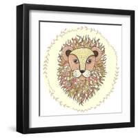 Cute Little Lion Illustration for Children.-cherry blossom girl-Framed Art Print