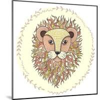 Cute Little Lion Illustration for Children.-cherry blossom girl-Mounted Art Print