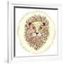 Cute Little Lion Illustration for Children.-cherry blossom girl-Framed Art Print