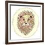 Cute Little Lion Illustration for Children.-cherry blossom girl-Framed Art Print