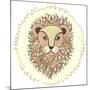 Cute Little Lion Illustration for Children.-cherry blossom girl-Mounted Art Print