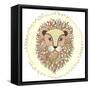 Cute Little Lion Illustration for Children.-cherry blossom girl-Framed Stretched Canvas