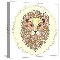 Cute Little Lion Illustration for Children.-cherry blossom girl-Stretched Canvas