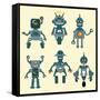 Cute Little Robots Collection - in Vector - Set 1-woodhouse-Framed Stretched Canvas