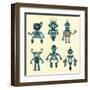 Cute Little Robots Collection - in Vector - Set 1-woodhouse-Framed Art Print