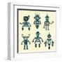 Cute Little Robots Collection - in Vector - Set 1-woodhouse-Framed Art Print