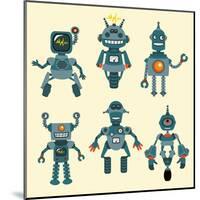 Cute Little Robots Collection - in Vector - Set 1-woodhouse-Mounted Art Print