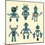 Cute Little Robots Collection - in Vector - Set 1-woodhouse-Mounted Art Print