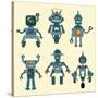 Cute Little Robots Collection - in Vector - Set 1-woodhouse-Stretched Canvas