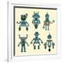 Cute Little Robots Collection - in Vector - Set 1-woodhouse-Framed Art Print