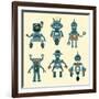 Cute Little Robots Collection - in Vector - Set 1-woodhouse-Framed Art Print