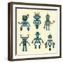 Cute Little Robots Collection - in Vector - Set 1-woodhouse-Framed Art Print