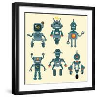 Cute Little Robots Collection - in Vector - Set 1-woodhouse-Framed Art Print