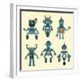 Cute Little Robots Collection - in Vector - Set 1-woodhouse-Framed Art Print