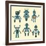 Cute Little Robots Collection - in Vector - Set 1-woodhouse-Framed Art Print