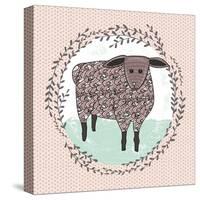 Cute Little Sheep Illustration for Children.-cherry blossom girl-Stretched Canvas