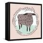 Cute Little Sheep Illustration for Children.-cherry blossom girl-Framed Stretched Canvas