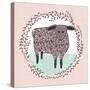 Cute Little Sheep Illustration for Children.-cherry blossom girl-Stretched Canvas